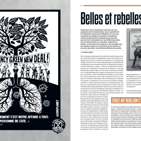 3 doubles pages #loveplanet avec un article de présentation dans le premier numéro de Mentors magazine. Un magazine-livre trimestriel de 180 pages qui défend les mêmes valeurs que Street Art Rebellion.